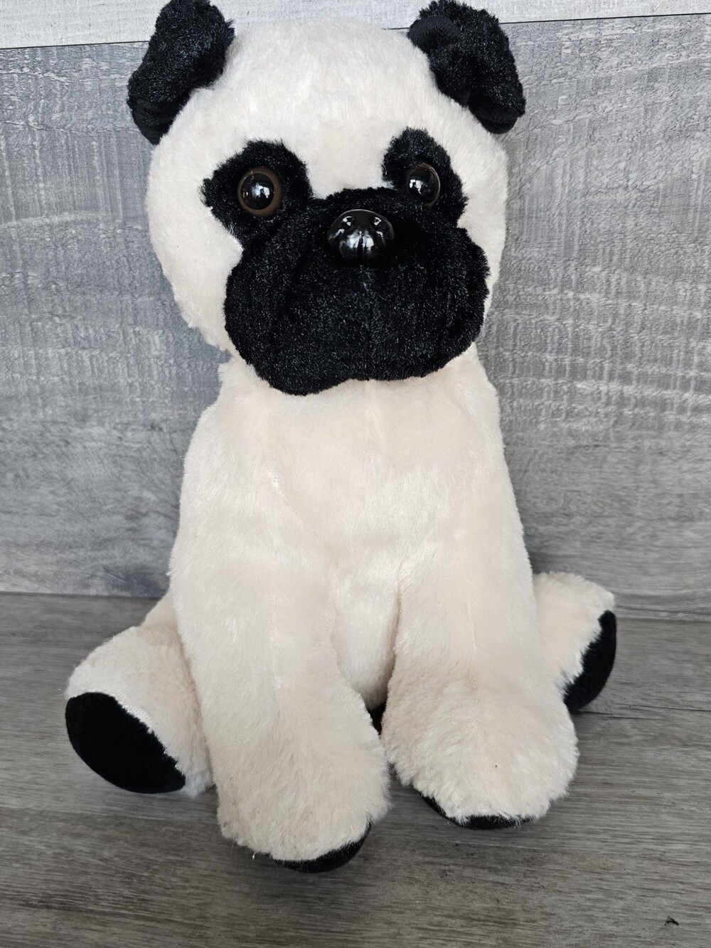 Pug Puppy Dog Plush 10” BJ Toy Co Beige Tan Black Stuffed Animal Soft